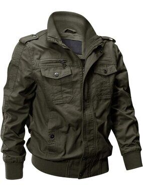 Men's Military Flight Jacket | Cotton Multi-Pocket Workwear Outerwear